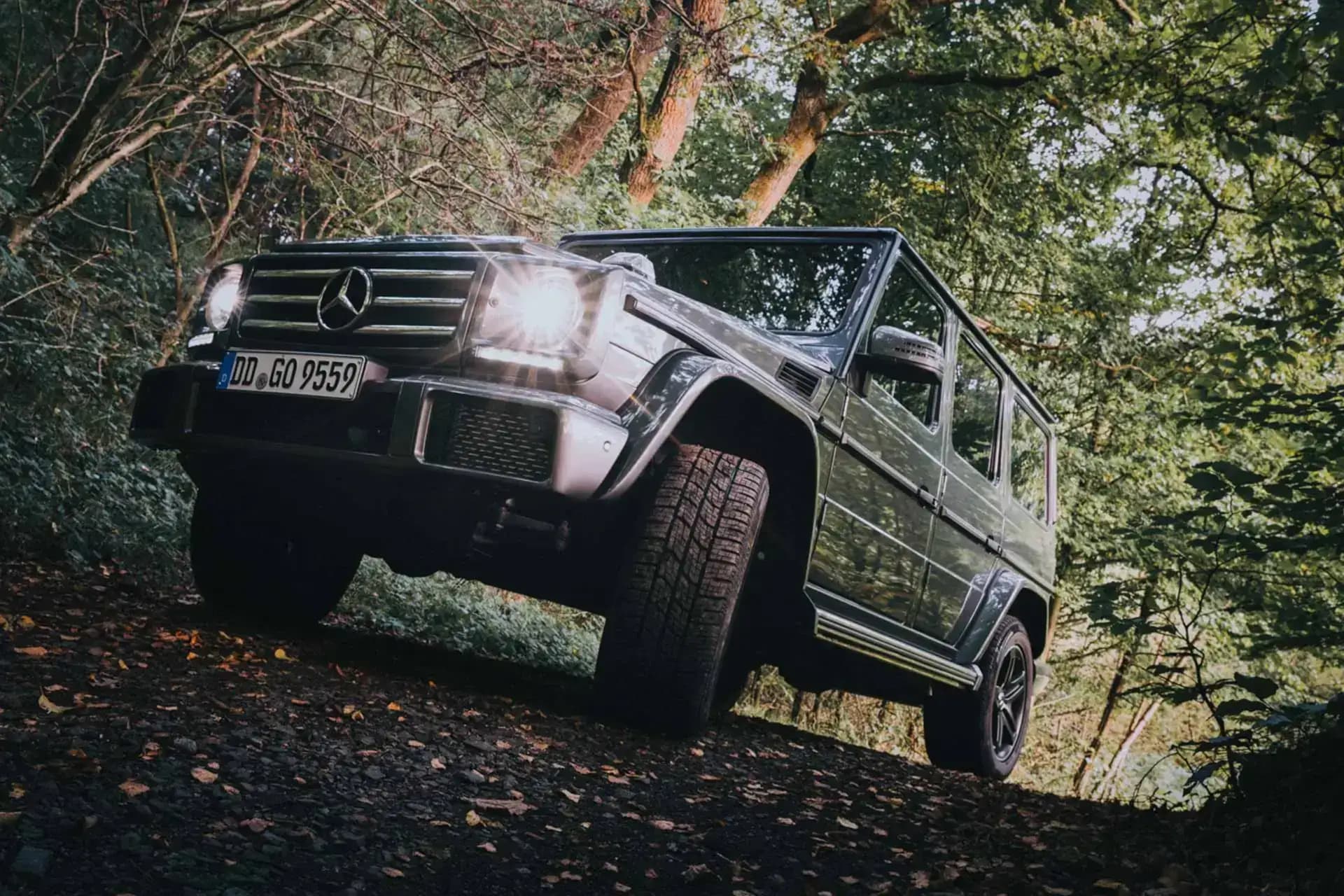 Mercedes G-Klasse Seitenansicht vor Naturkulisse der Sächsischen Schweiz – Werbefotografie von Carsten Beier