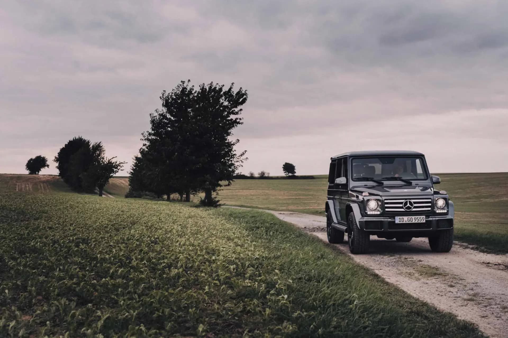 Mercedes G-Klasse auf Waldweg in der Sächsischen Schweiz – Geländewagen-Fotografie von Carsten Beier